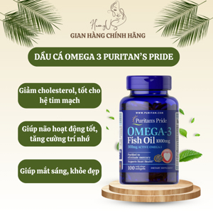 TPCN Puritan's Pride Omega-3 Fish Oil 1000 mg - Viên uống dầu cá nâng cao sức khỏe tim mạch và hệ miễn dịch