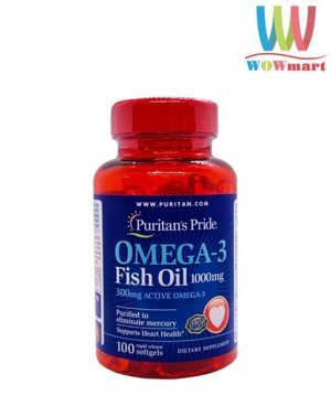 TPCN Puritan's Pride Omega-3 Fish Oil 1000 mg - Viên uống dầu cá nâng cao sức khỏe tim mạch và hệ miễn dịch