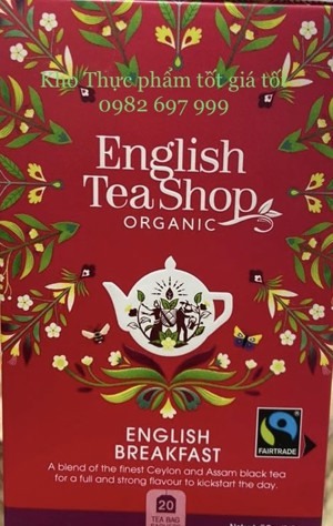 Trà Organic English Breakfast hiệu English Tea Shop 20 gói