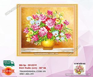 Tranh đính đá Bình hoa khoe sắc DF2219