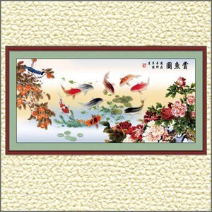 Tranh đính đá H538 - Thưởng ngư đồ