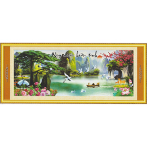 Tranh đính đá H827 - Non nước hữu tình
