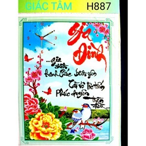 Tranh đính đá H887 - Đồng hồ gia đình