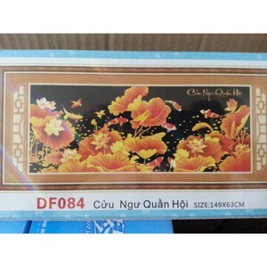 Tranh gắn đá DF084 - cửu ngư quần hội