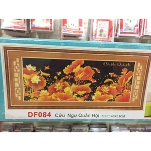 Tranh gắn đá DF084 - cửu ngư quần hội