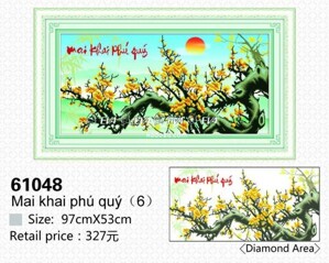 Tranh gắn đá hạt tròn mai khai phú quý - EVA61048 (EVA-61048)