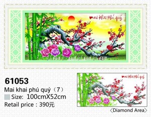 Tranh gắn đá việt nam mai khai phú quý - EVA61053 (EVA-61053)