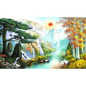 Tranh in canvas VTC Luna CV-0029 - Tùng hạc diên niên, 80 x 50cm