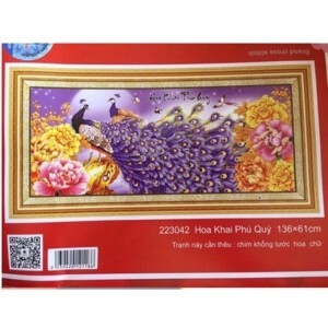 Tranh thêu chữ thập 223042 - KHoa khai phú quý