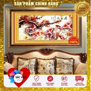 Tranh thêu chữ thập cá chép DLH-YA427