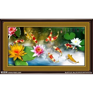 Tranh Thêu Chữ Thập Cửu Ngư Quần Hội DLHYA945 ( DLH-YA945 )