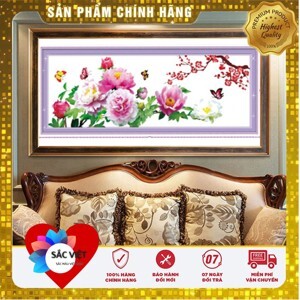 Tranh thêu chữ thập Hoa phù dung-YA338