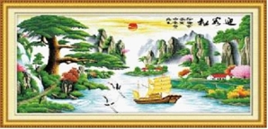 Tranh thêu chữ thập phong cảnh - DLH-YF319