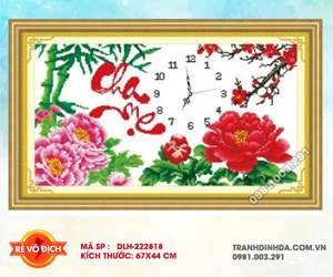 Tranh thêu đồng hồ cha mẹ - DLH-222817