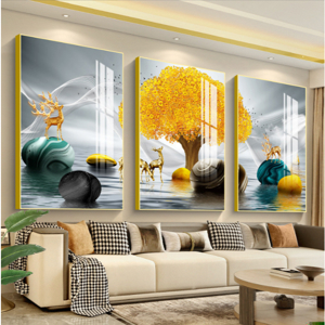 Tranh treo tường Hươu Vàng Tài Lộc