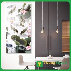 Tranh tròn tráng gương Cá Chép Và Sen Hồng