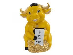 Trâu Hạnh Phúc 16cm – Trang trí vàng 24k