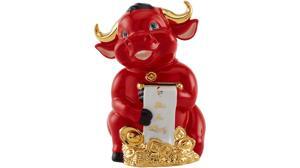 Trâu Hạnh Phúc 9.5cm - Trang trí vàng 24k