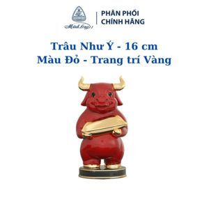 Trâu Như Ý 16cm - Trang trí vàng 24k