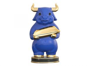 Trâu Như Ý 16cm - Trang trí vàng 24k