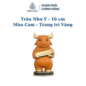 Trâu Như Ý 16cm - Trang trí vàng 24k