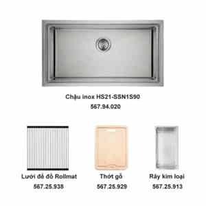 Trọn bộ chậu inox Hafele HS21-SSN1S90 và phụ kiện