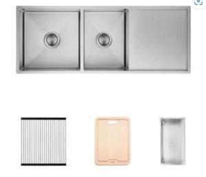 Trọn bộ chậu inox Hafele HS21-SSD2S90L và phụ kiện