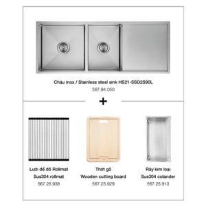 Trọn bộ chậu inox Hafele HS21-SSD2S90L và phụ kiện