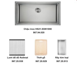 Trọn bộ chậu inox Hafele HS21-SSN1S90 và phụ kiện