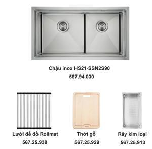 Trọn bộ chậu inox Hafele HS21-SSN2S90 và phụ kiện