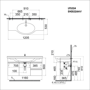 Tủ đặt chậu rửa mặt lavabo Caesar EH213V