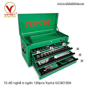 Tủ đồ nghề 6 ngăn 120 chi tiết Toptul GCBZ120A