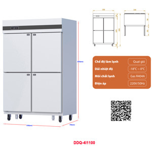 Tủ đông 4 cánh 1100 lít DDQ.4I1100