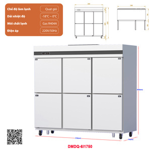 Tủ đông mát 6 cánh 1750 lít DMDQ.6I1750