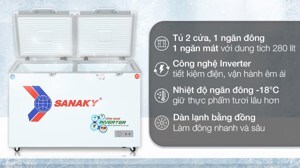 Tủ đông Sanaky inverter 2 ngăn 400 lít VH-4099W4K