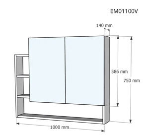 Tủ gương phòng tắm Caesar EM01100V
