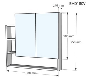 Tủ gương phòng tắm Caesar EM0180V