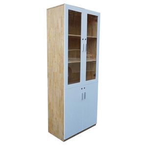 Tủ hồ sơ cao gỗ cao su cửa kính 5 tầng (80x40x220cm) THS68012