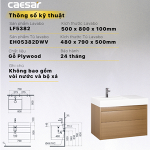 Tủ lavabo Caesar LF5382+EH05382DWV