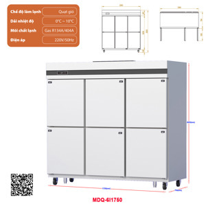 Tủ mát 6 cánh 1750 lít MDQ.6I1750