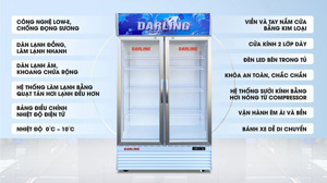 Tủ mát Darling 2 cánh 630 lít DL 7000A2