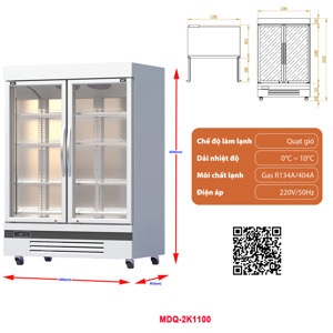 Tủ mát Đức Minh 2 cánh 1100 lít MDQ.2K1100