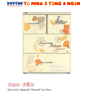 Tủ nhựa Mina Duy Tân 3 tầng (4 ngăn) nhiều màu