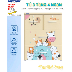 Tủ nhựa Mina Duy Tân 3 tầng (4 ngăn) nhiều màu