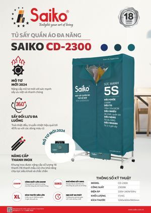 Tủ sấy quần áo Saiko 50kg CD-2300