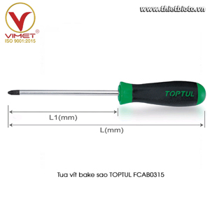 Tua vít bake chống trượt PZ3x150mm Toptul FCAB0315