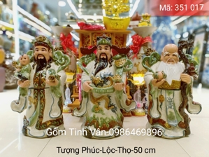 Tượng sứ Phúc Lộc Thọ men rạn cao 50cm