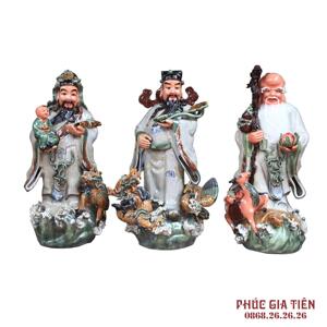 Tượng sứ Phúc Lộc Thọ men rạn cao 70cm