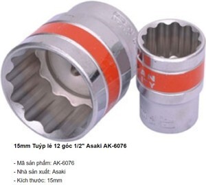 Tuýp lẻ 12 góc 1/2″ Asaki AK-6076 (15mm)