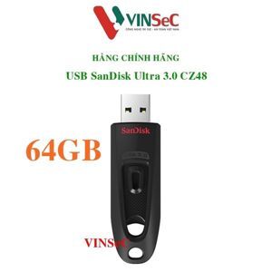 USB 3.0 Sandisk Ultra CZ48 64GB - màu đen/ đỏ